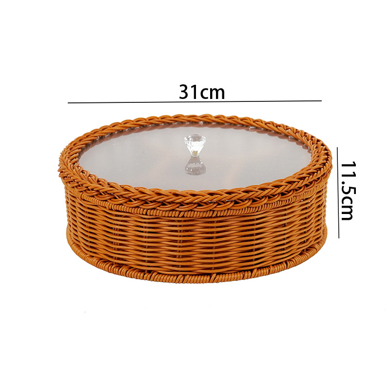 Imitation rattan dried fruit plate nut storage basket picnic fruit basket partition basket home use melon seed snacks placement plate - Image 5