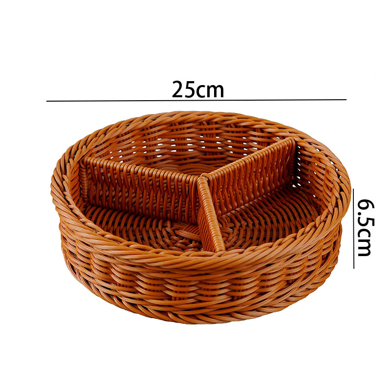 Imitation rattan dried fruit plate nut storage basket picnic fruit basket partition basket home use melon seed snacks placement plate - Image 7