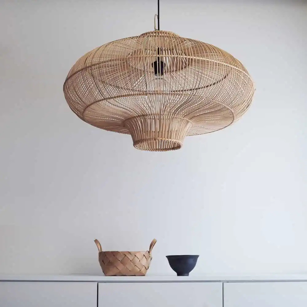 Wooden sheep lamp Japanese style living room bedroom dining room retro rattan art country hotel B&B rattan chandeli - Image 5