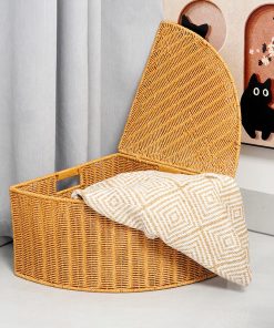 Corner shading fan-shaped corner storage box imitation rattan clothing sorting box large wardrobe corner storage basket household