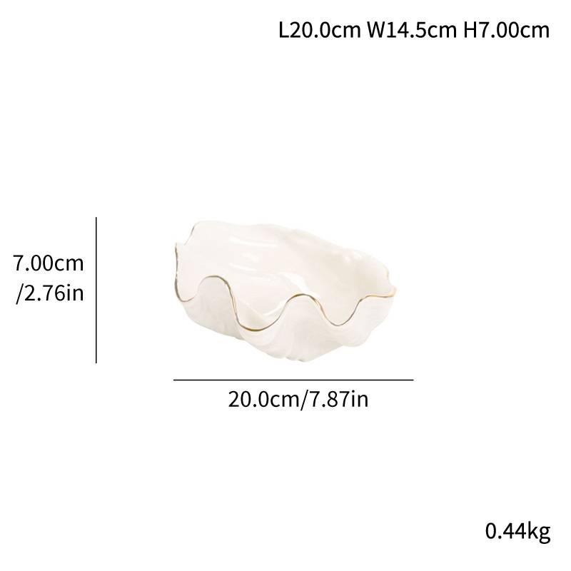Modern simple gold-edged shell ceramic ornaments fruit candy family hospitality ceramic plate home decoration - Image 6