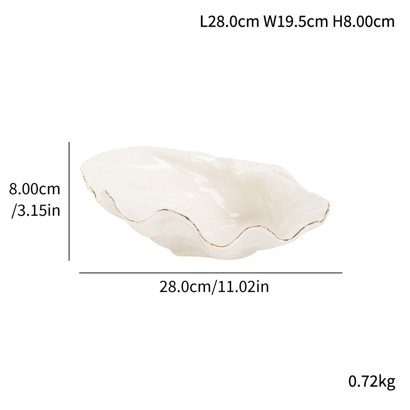 Modern simple gold-edged shell ceramic ornaments fruit candy family hospitality ceramic plate home decoration - Image 7