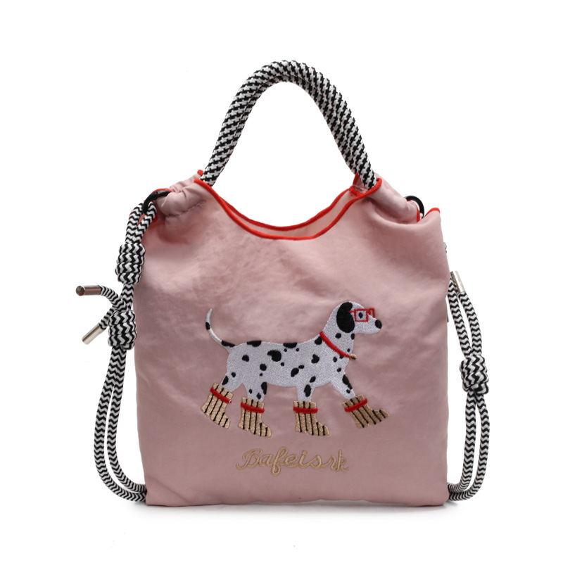 Japanese cartoon cute dog one-shoulder environmentally friendly bag embroidered nylon bag shopping bag handheld crossbody bag - Image 9