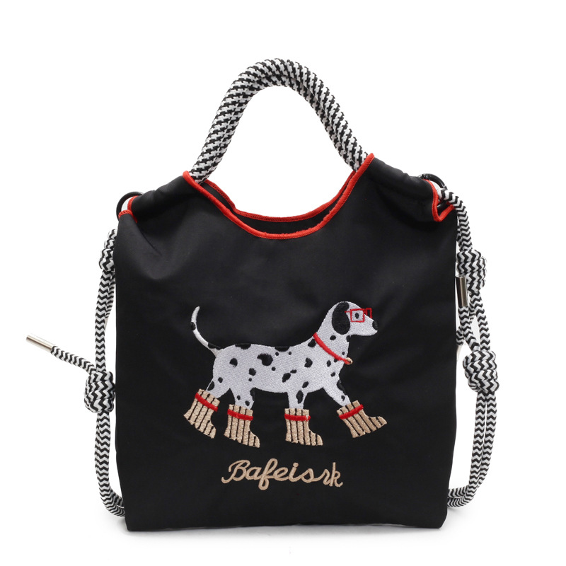 Japanese cartoon cute dog one-shoulder environmentally friendly bag embroidered nylon bag shopping bag handheld crossbody bag - Image 10