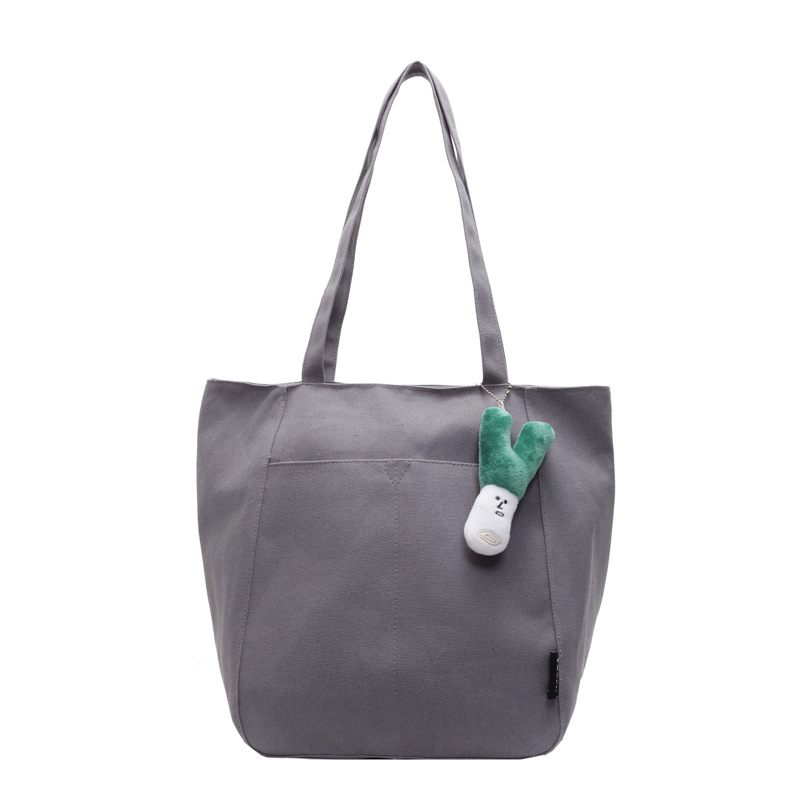 Casual large capacity canvas bag thickened and solid tote bag fashionable shoulder bag college student class commuting bag - Image 21