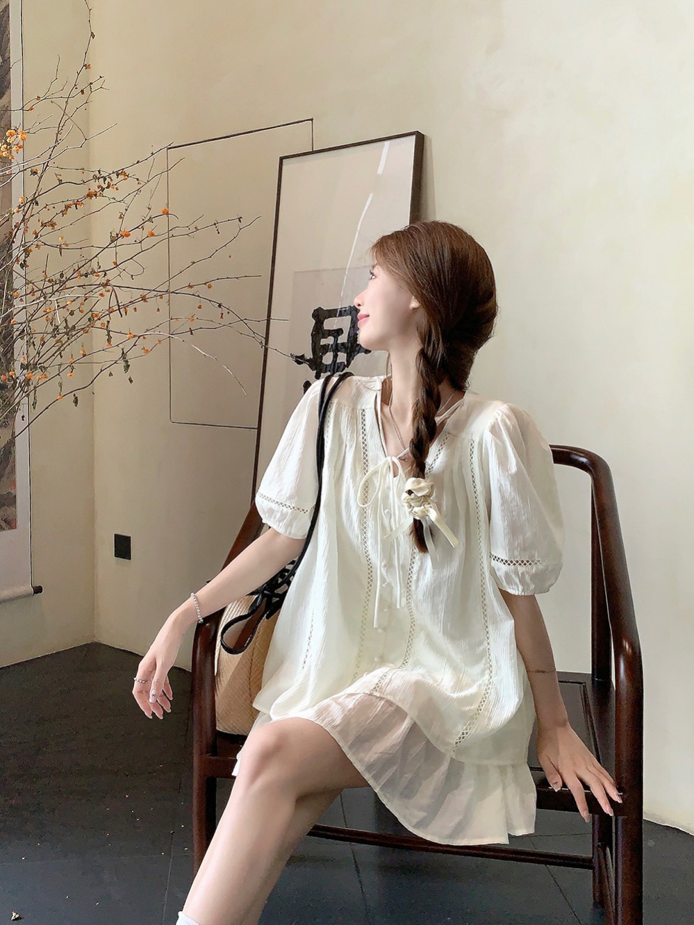 Real shot~ Summer loose and versatile short-sleeved shirt top elastic waist wide-leg short skirt casual suit - Image 8