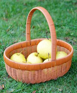 Imitation rattan carpenter basket shopping grocery shopping basket iron rack reinforced picnic basket household fruit basket snack storage basket
