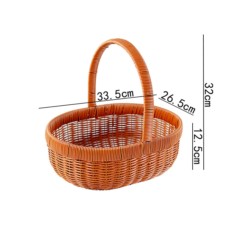 Imitation rattan carpenter basket shopping grocery shopping basket iron rack reinforced picnic basket household fruit basket snack storage basket - Image 7