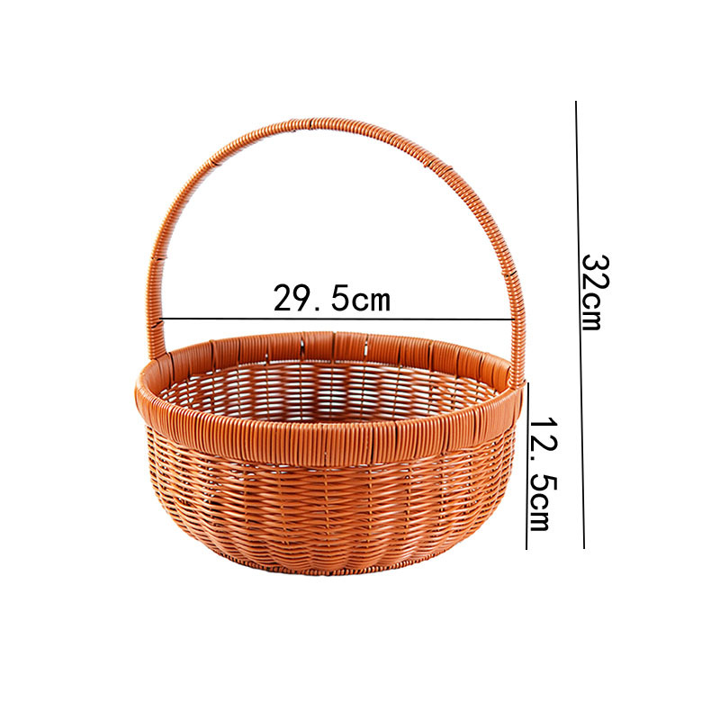Imitation rattan carpenter basket shopping grocery shopping basket iron rack reinforced picnic basket household fruit basket snack storage basket - Image 8