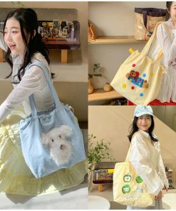Korean cute fresh embroidered shoulder bag summer fashionable casual lazy style commuting toy bag