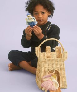 Pastoral style hand-woven children's toys carrying basket Halloween decoration rattan castle small house photography props