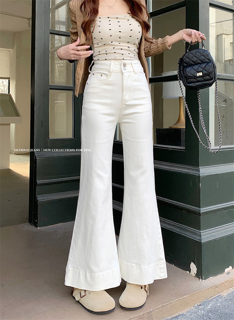 Real shot~Spring light-flat wide-leg jeans for women with high waist slim fit and stretchy flared trousers - Image 9