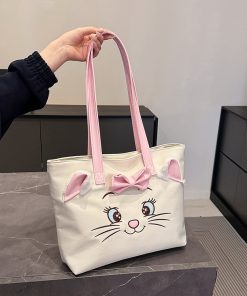 Cute cat shoulder bag Japanese cartoon girl fashionable large capacity casual versatile commuting bag