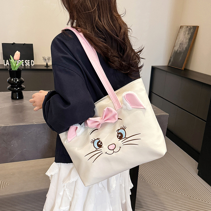Cute cat shoulder bag Japanese cartoon girl fashionable large capacity casual versatile commuting bag - Image 2