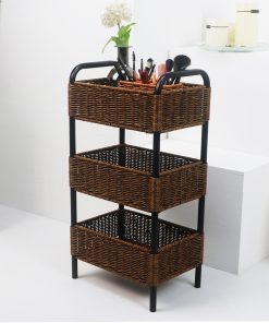 Multi-layer fruit rack imitation rattan household snack plate candy basket kitchen living room three-layer storage rack storage basket