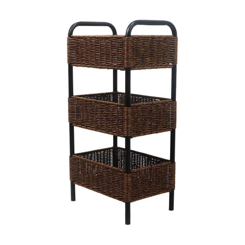 Multi-layer fruit rack imitation rattan household snack plate candy basket kitchen living room three-layer storage rack storage basket - Image 3