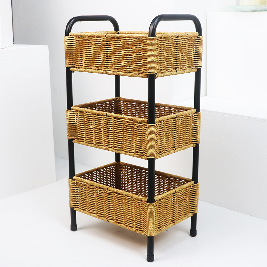 Multi-layer fruit rack imitation rattan household snack plate candy basket kitchen living room three-layer storage rack storage basket - Image 5