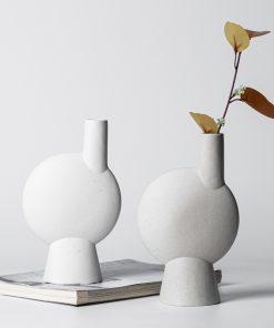 Ceramic sandblasted vase modern simple gray-white living room desktop home flowerware decoration decoration decoration