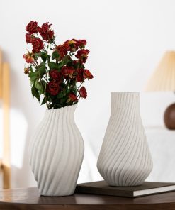 Modern and simple style, vegetarian ceramic home decorations, oblique patterned vase