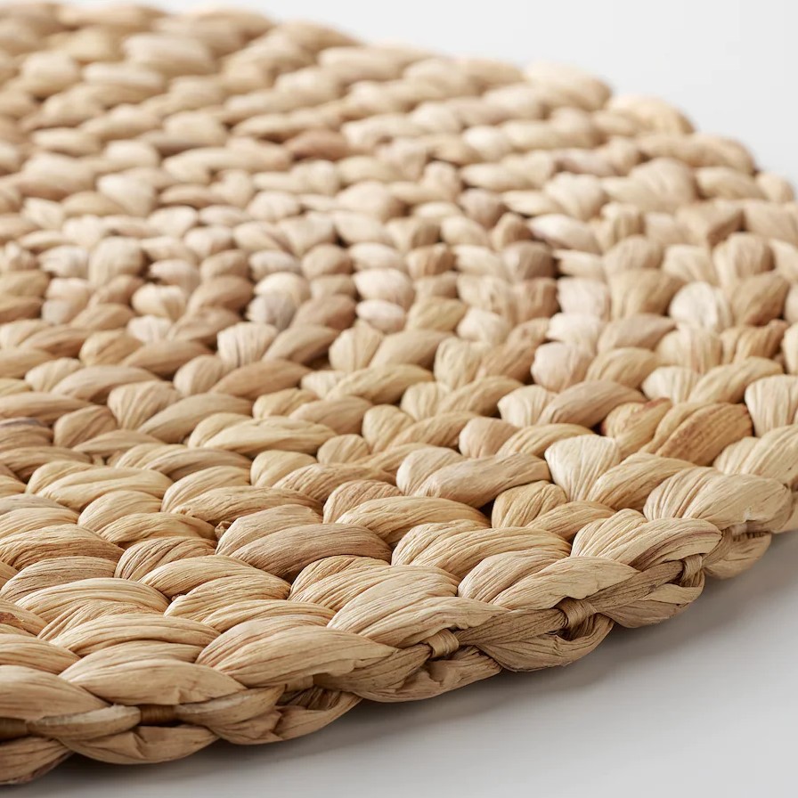 Japanese hand-woven water hyacinth straw weaving round placemat partition coaster mat dining table anti-scalding bowl pot mat - Image 2