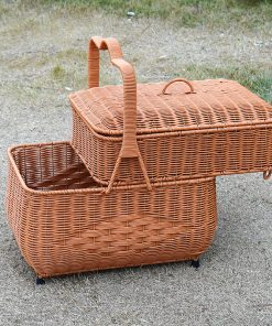 Imitation of rattan wedding housewarming Xinxi offering worship of gods and ancestors, the old man's basket worship mountain basket double-layer worship handbasket