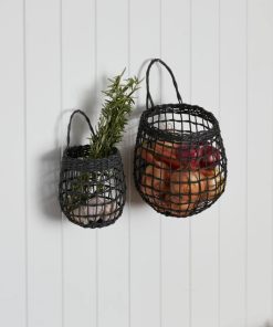 Rattan woven basket kitchen ginger and garlic storage basket retro wall hanging basket small basket flower basket kitchen utensil hanging basket