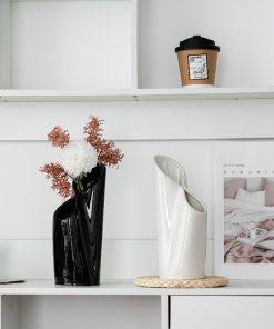 Modern simple ceramic vase light luxury high-end ornaments high and low mouth art flower insert