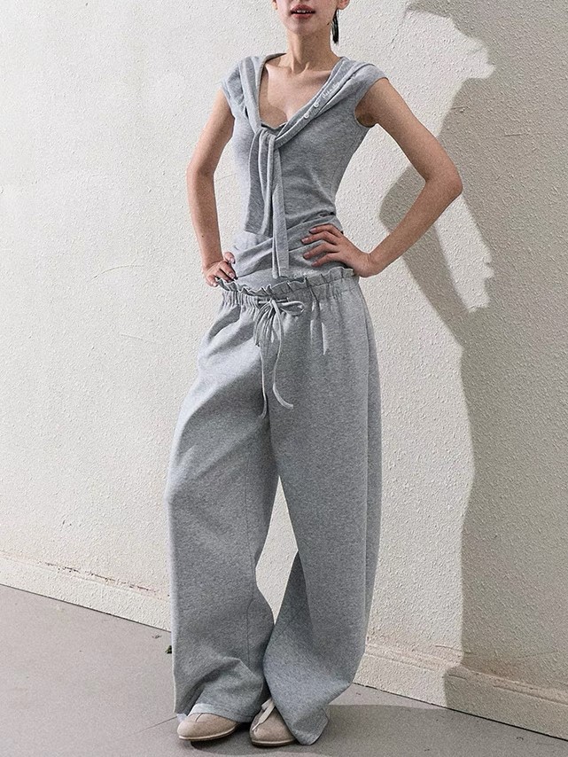 / Original perception Tennis tied knots to make you look slim and waist-hugging half-sleeved/sleeved shirt top - Image 9