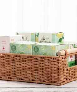 Imitation rattan basket rectangular desktop storage basket household living room debris storage basket plastic rattan snack storage box