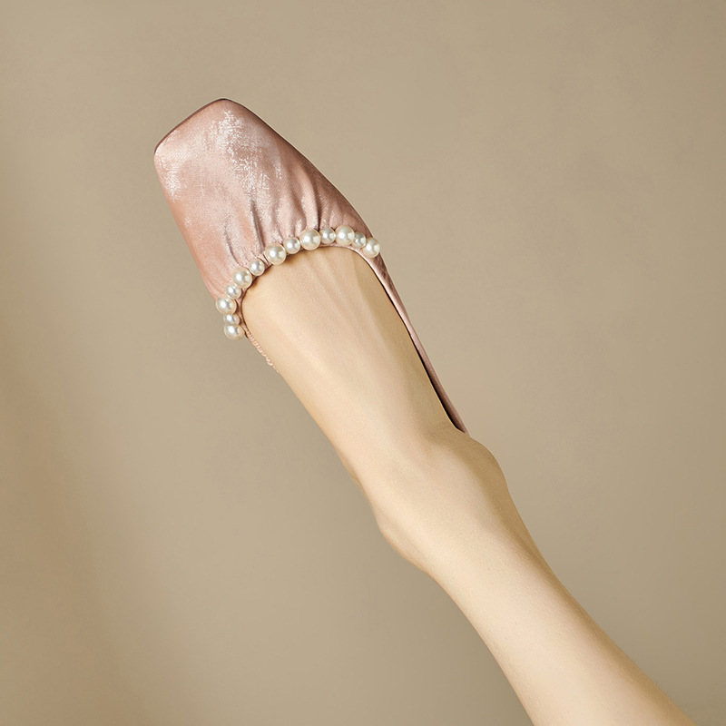 Wanziwei is super soft~~Sweet pearl flat ballet single shoes for women's new Chinese style soft sole beanie shoes - Image 8