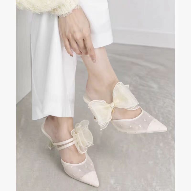 Elegant fashion sandals for women spring and summer sweet bow fairy sandals without tired feet thin heels - Image 9