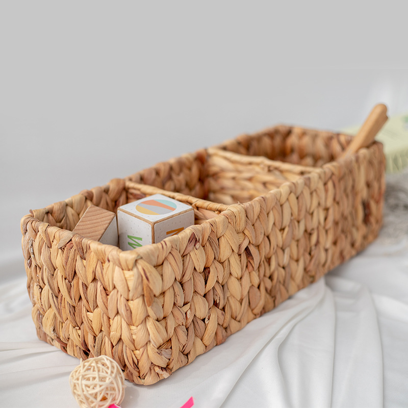 Hand-woven three-part storage basket desktop storage basket storage basket gourd grass rattan storage basket - Image 5