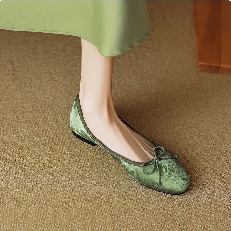 New Chinese style soft leather flat-sole single shoes for women in spring and summer bow soft leather beans shoes egg roll shoes - Image 6