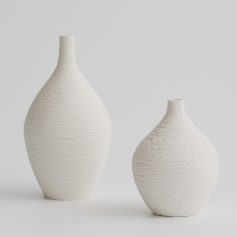 Jump knife craft vase simple modern style Japanese decorative white thin mouth small