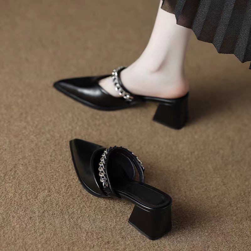 Baotou semi-torque women's outfit summer fashion high-end fashionable black high-heeled sandals - Image 3