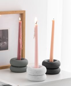 Round candlestick cement black and white gray simple and elegant couple hotel romantic dinner decoration