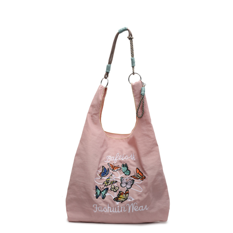 Women's large capacity single-shoulder carry-on shopping bag embroidered environmentally friendly bag niche design commuter tote bag - Image 9