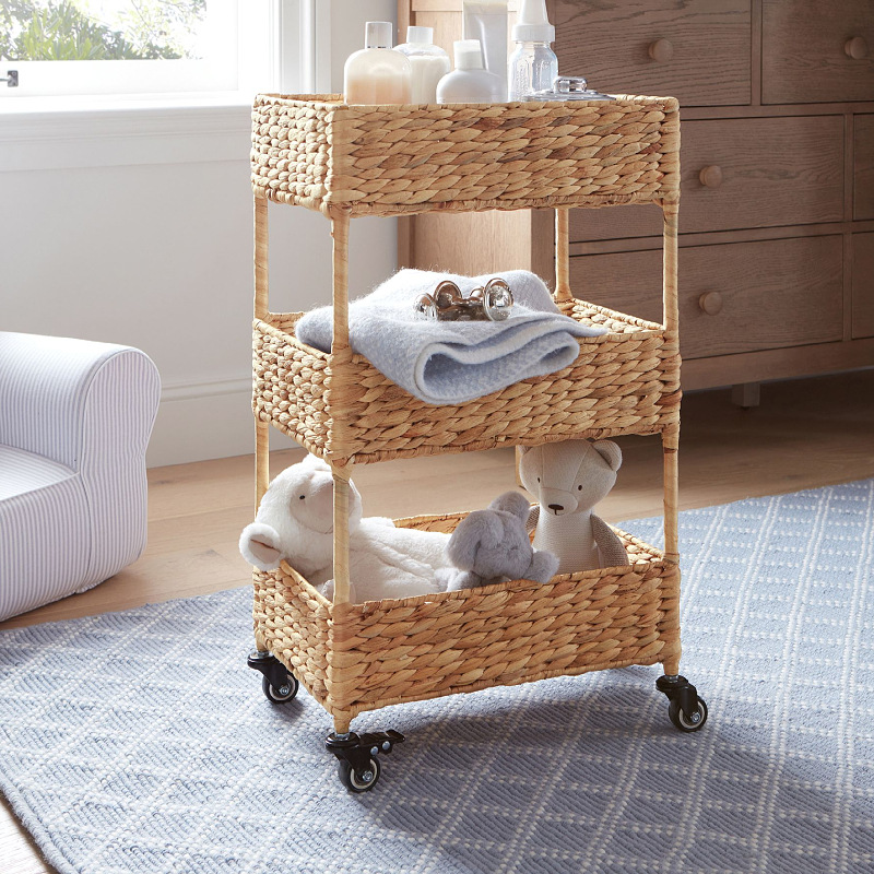 Wind pulley straw woven storage rack debris storage rack hand-woven storage rack multi-layer storage basket - Image 5