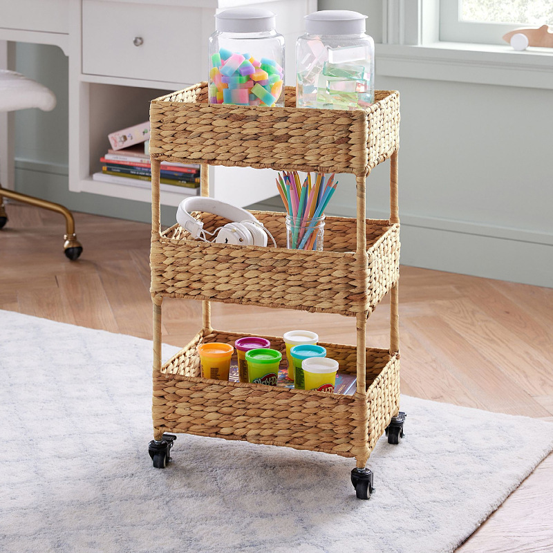 Wind pulley straw woven storage rack debris storage rack hand-woven storage rack multi-layer storage basket - Image 4