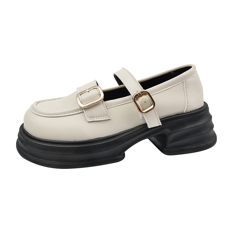 Mary Zhen small leather shoes for women in the spring next season, fashionable simple super fairy style thick sole height-enhancing single shoes - Image 6