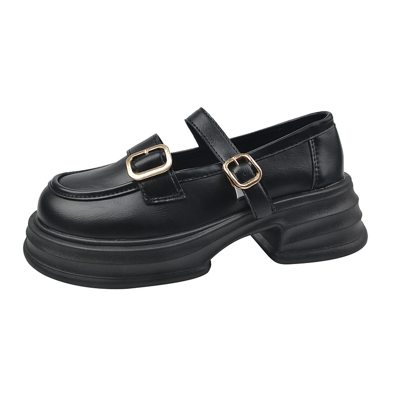 Mary Zhen small leather shoes for women in the spring next season, fashionable simple super fairy style thick sole height-enhancing single shoes - Image 8
