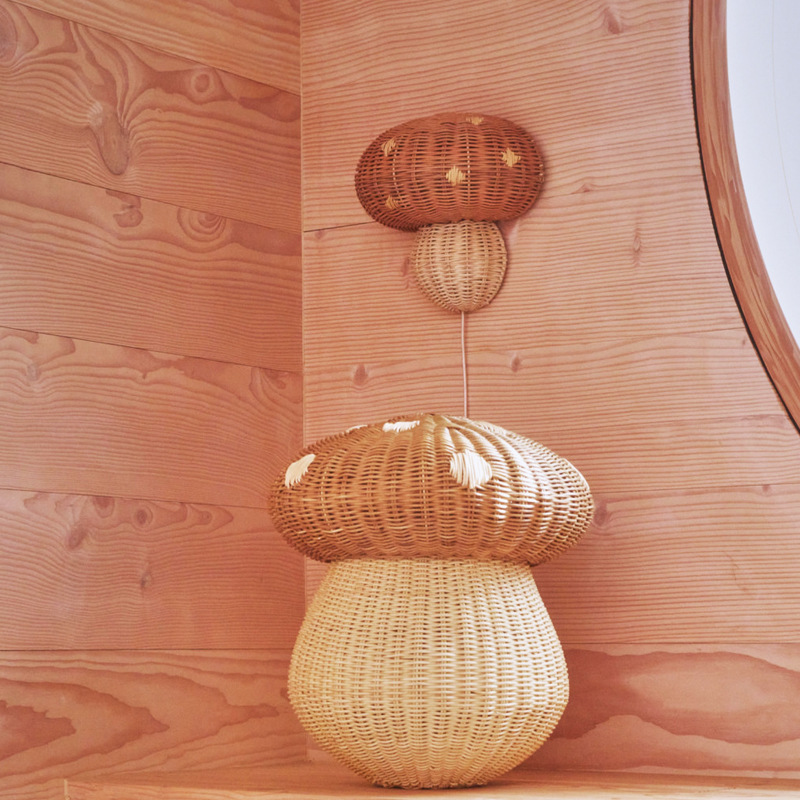 Feng hand-woven bedside wall lamp children's room bedroom study rattan mushroom-shaped wall lamp - Image 5