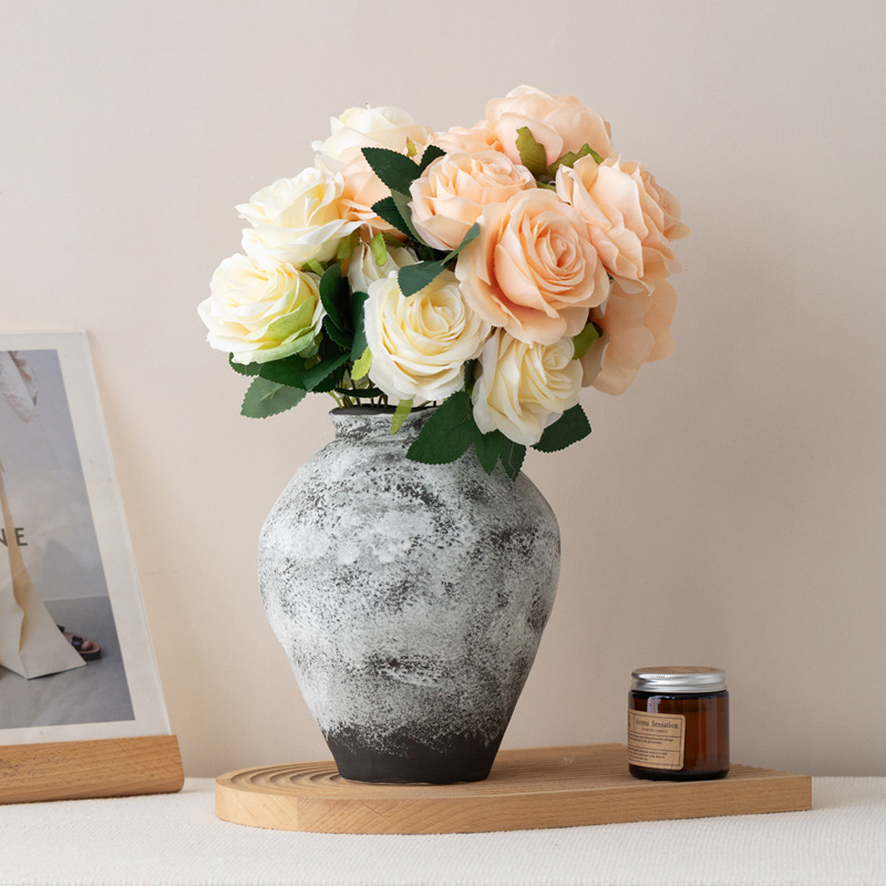 Anti-Ancient stone paint ceramic vase home decoration light luxury high-end soft decoration home decoration