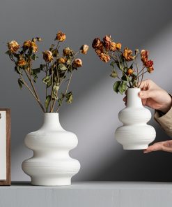 Modern simple lines gourd ceramic high-end vase light luxury texture home decoration