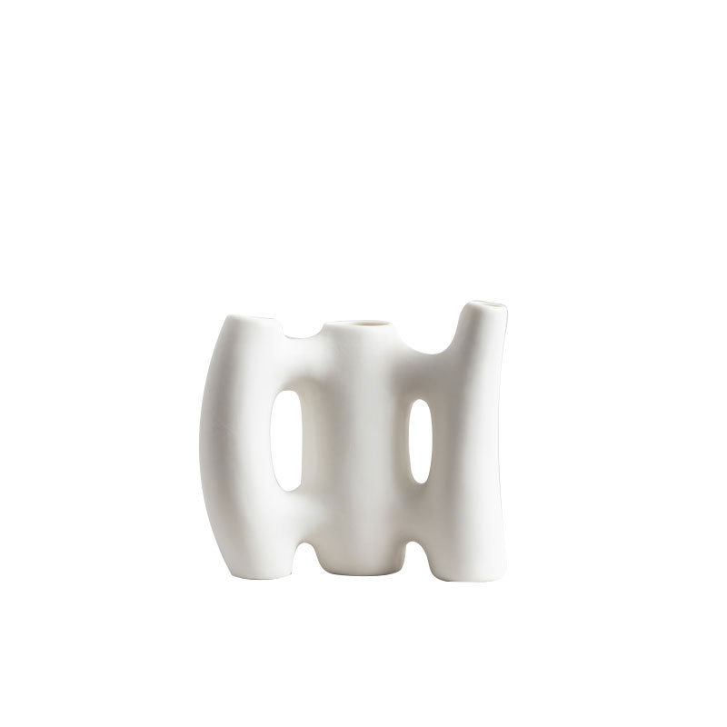 Style plain white fence ceramic vase home decoration white crafts small - Image 3